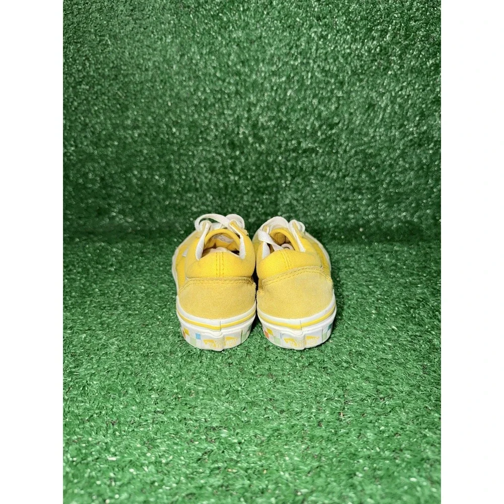 Vans Old Skool Checkerboard Toddler Size 11C Yellow Skate Shoe Casual Sneakers